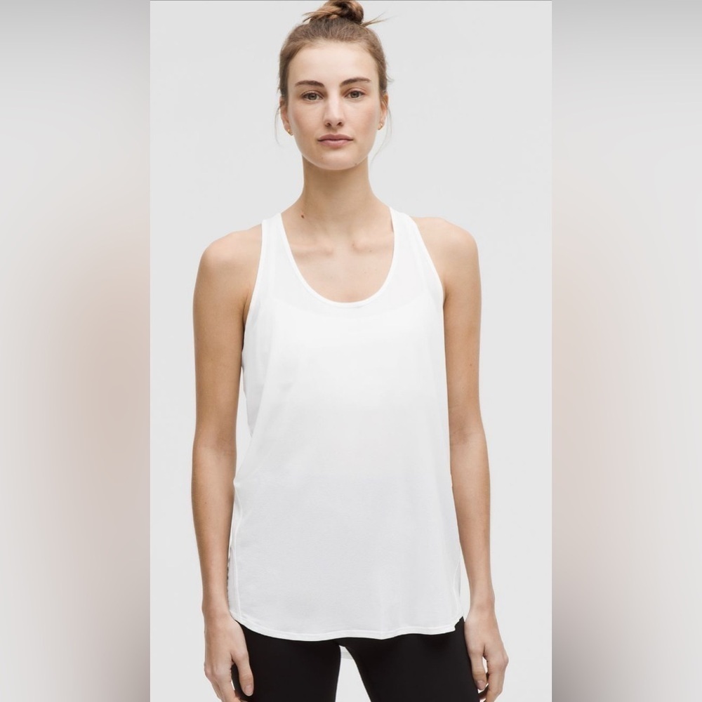 Lululemon White Pleated‎ Essential Tank